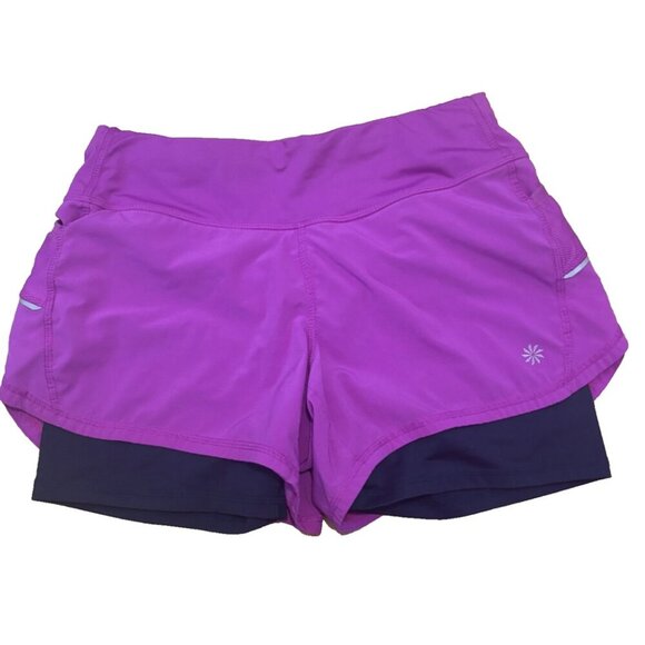 Athleta Ready Set 2 in 1 Short 4" Running - Jazzy Purple/Navy - Womens Size XS - Picture 2 of 5